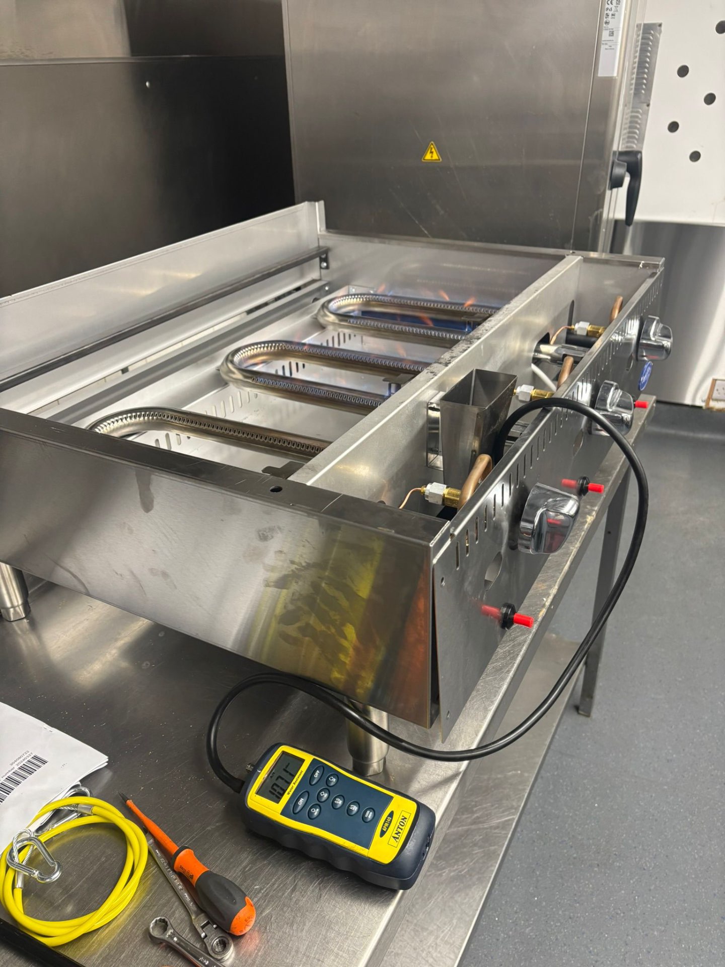 Gas burner calibration & testing — Commercial kitchen, NI